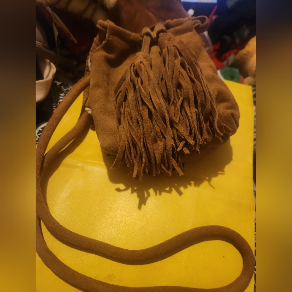 Suede Tassle Pouch Bag